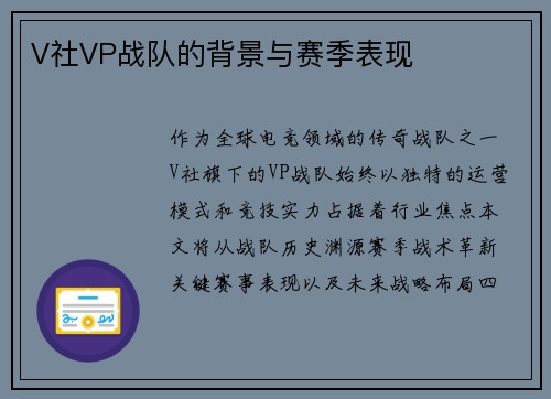 V社VP战队的背景与赛季表现