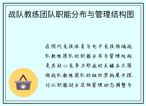 战队教练团队职能分布与管理结构图